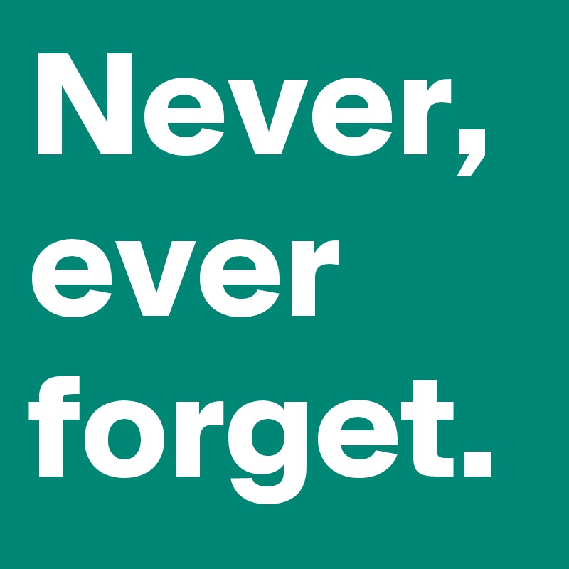 Never, ever forget. 