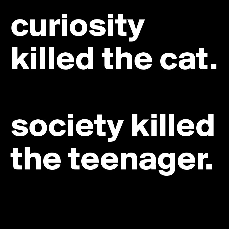 curiosity killed the cat. 

society killed the teenager. 
