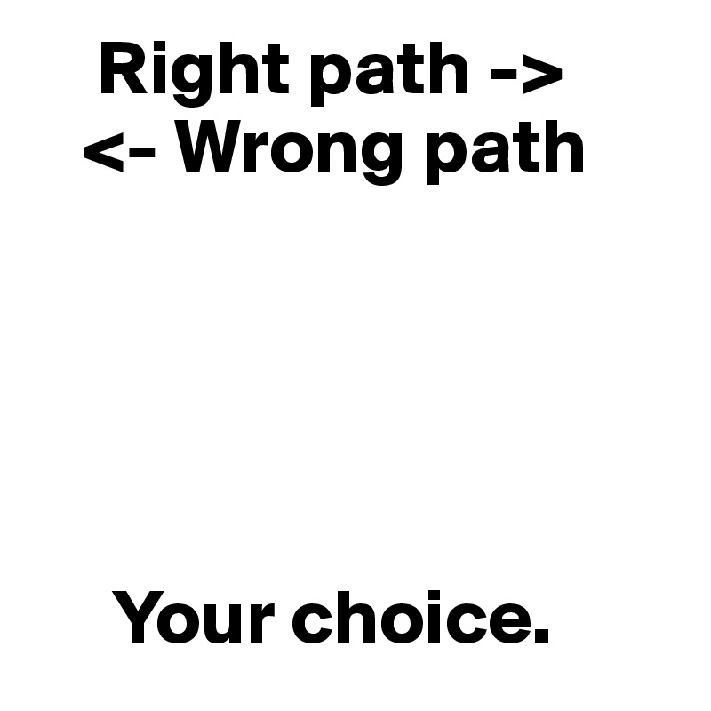     Right path ->
   <- Wrong path





     Your choice. 