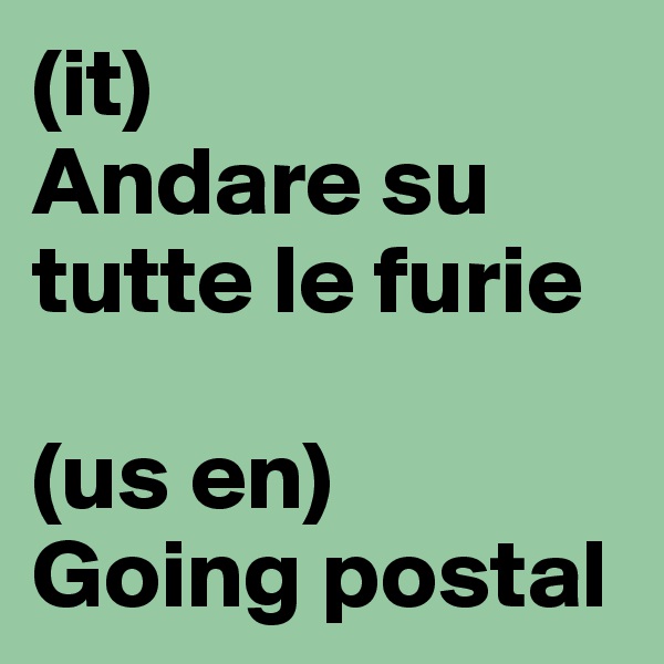 (it)
Andare su tutte le furie

(us en)
Going postal