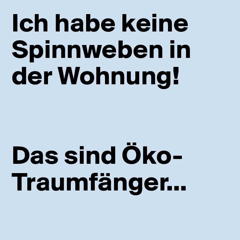 Ich habe keine Spinnweben in der Wohnung!


Das sind Öko-Traumfänger...
