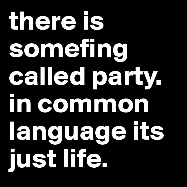 there is somefing called party. 
in common language its just life.