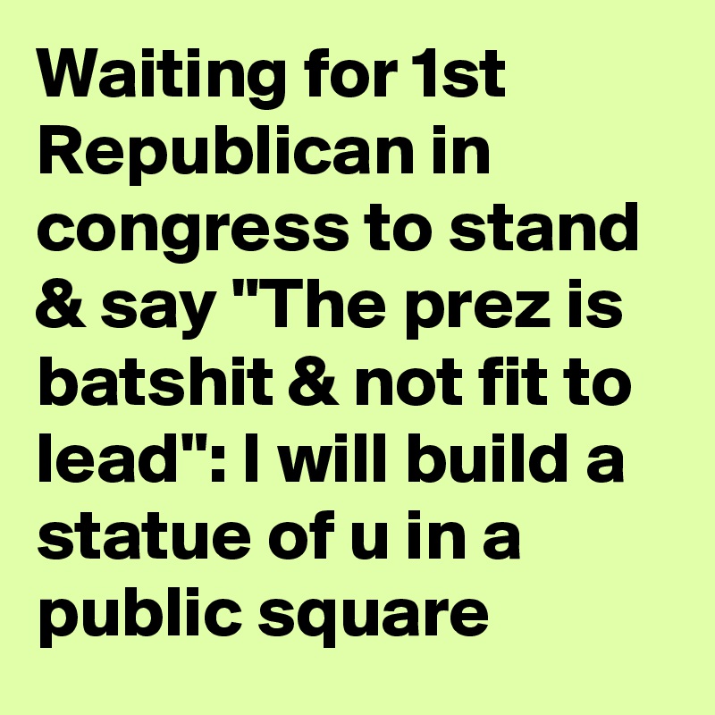 Waiting for 1st Republican in congress to stand & say "The prez is batshit & not fit to lead": I will build a statue of u in a public square