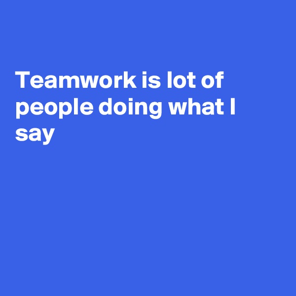 

Teamwork is lot of people doing what I say 




