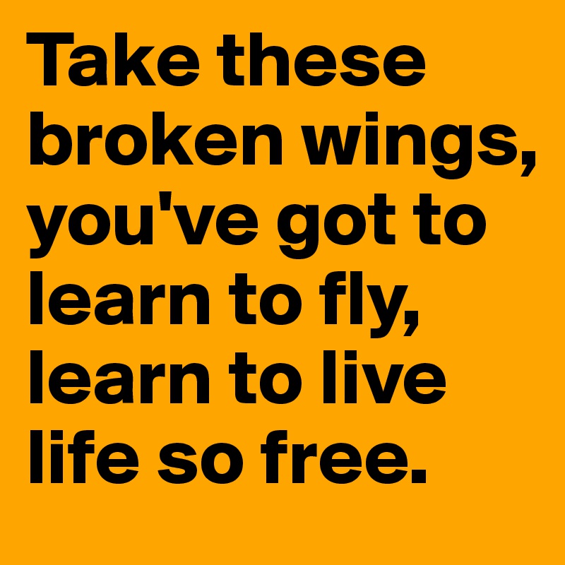 Take these broken wings,
you've got to learn to fly,
learn to live life so free.