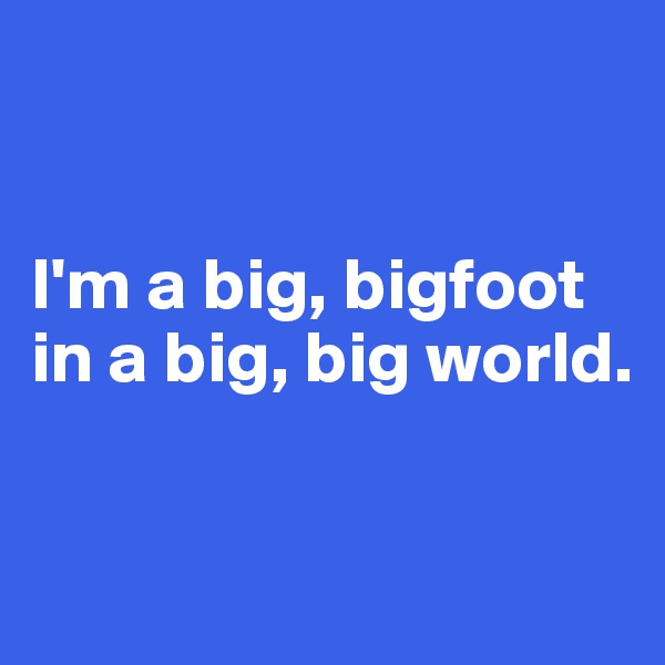 


I'm a big, bigfoot in a big, big world.

