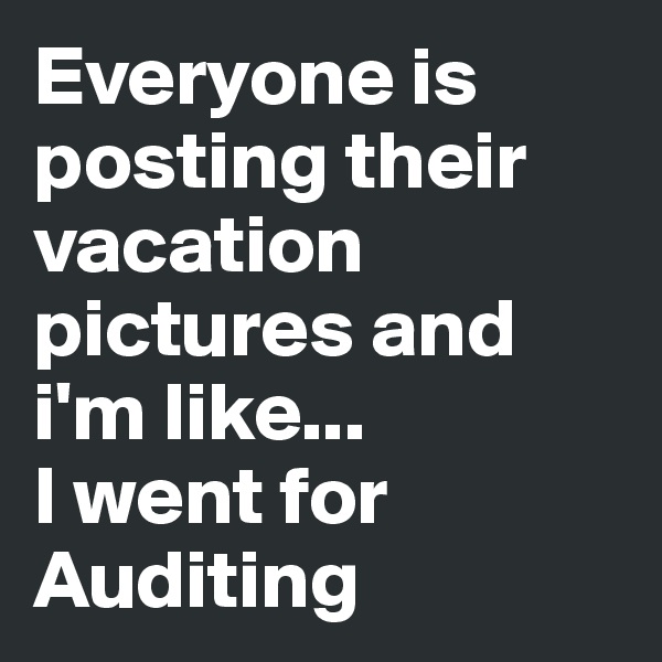 Everyone is posting their vacation pictures and i'm like...
I went for Auditing