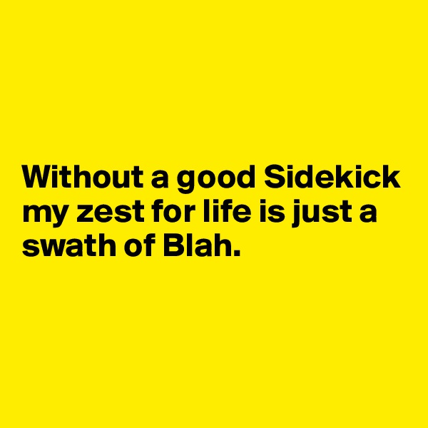 



Without a good Sidekick my zest for life is just a swath of Blah.




