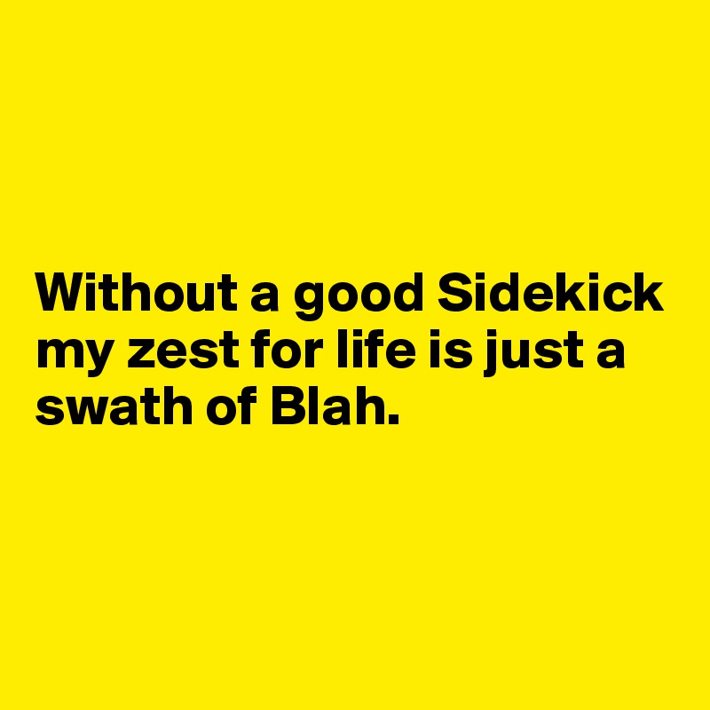 



Without a good Sidekick my zest for life is just a swath of Blah.



