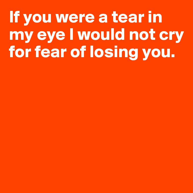 If you were a tear in my eye I would not cry for fear of losing you.





