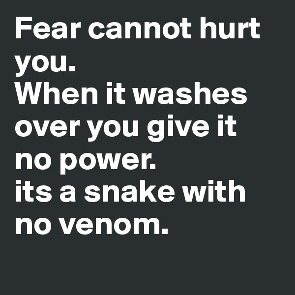 Fear cannot hurt you.
When it washes over you give it no power. 
its a snake with no venom. 
