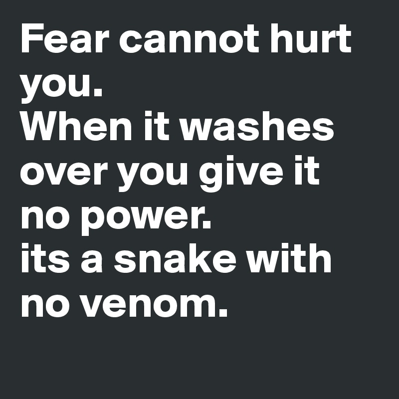 Fear cannot hurt you.
When it washes over you give it no power. 
its a snake with no venom. 
