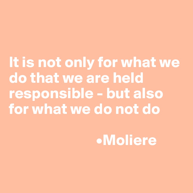 


It is not only for what we do that we are held responsible - but also for what we do not do

                            •Moliere

