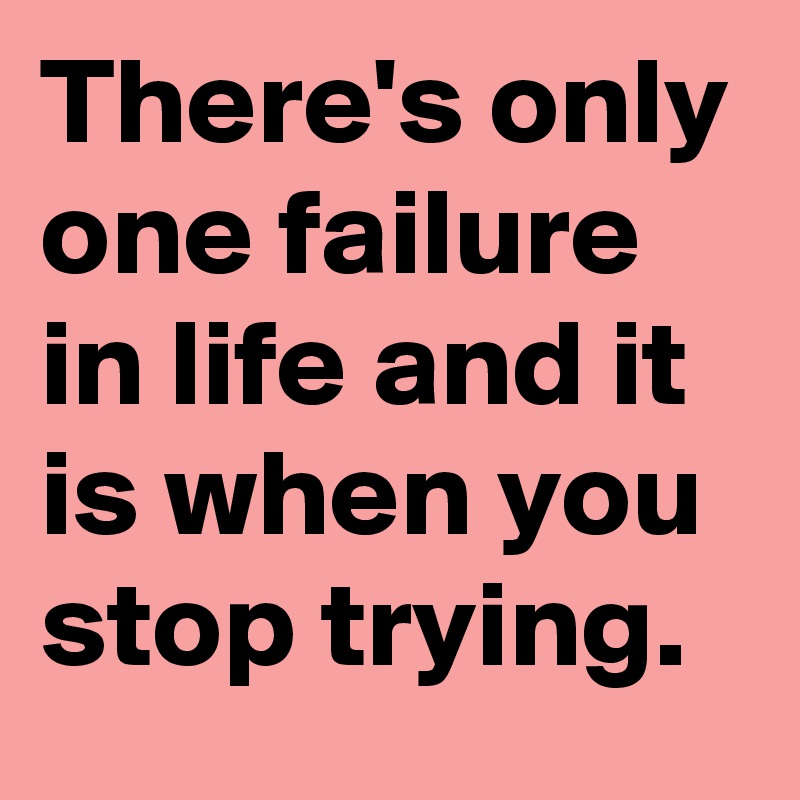 There's only one failure in life and it is when you stop trying.