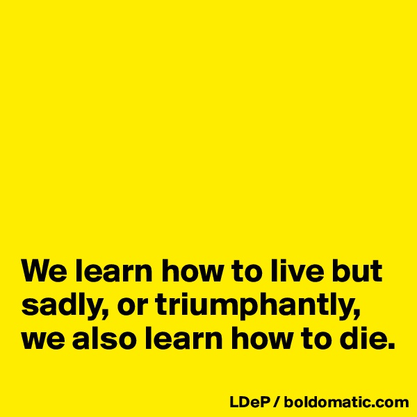 






We learn how to live but sadly, or triumphantly, we also learn how to die. 