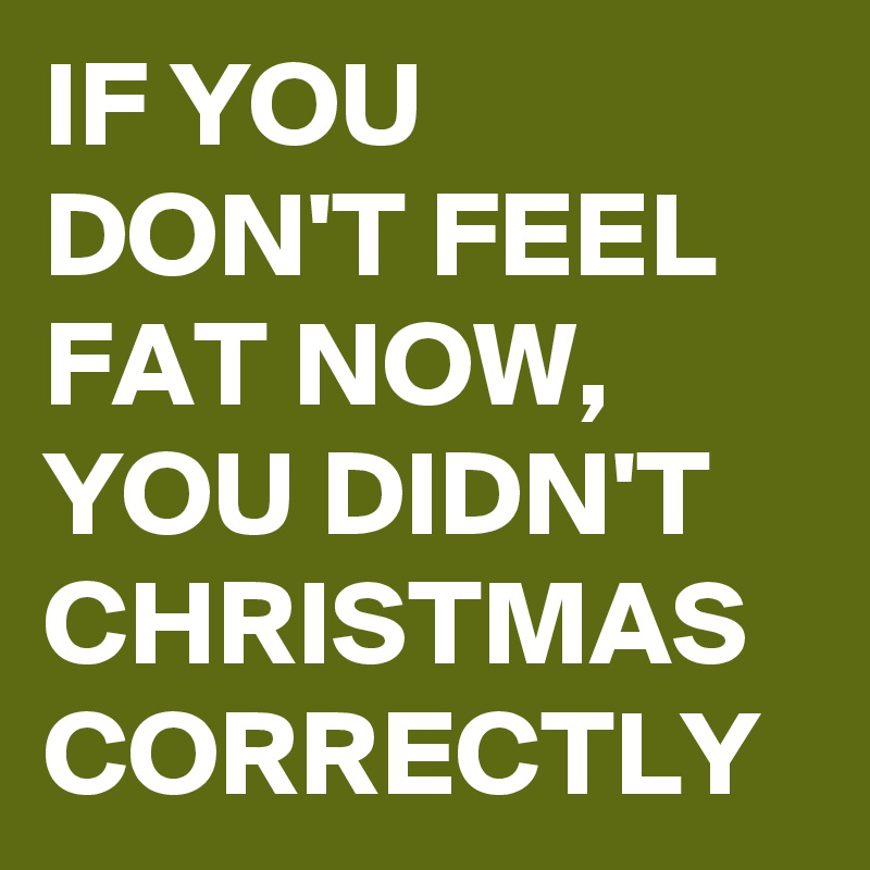IF YOU DON'T FEEL FAT NOW, YOU DIDN'T CHRISTMAS CORRECTLY