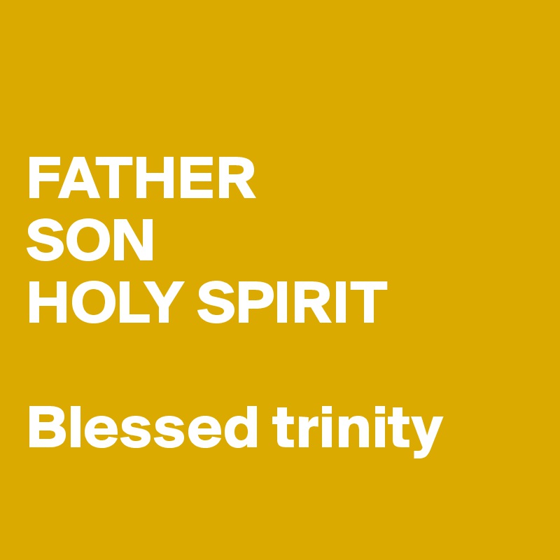 

FATHER
SON
HOLY SPIRIT

Blessed trinity
