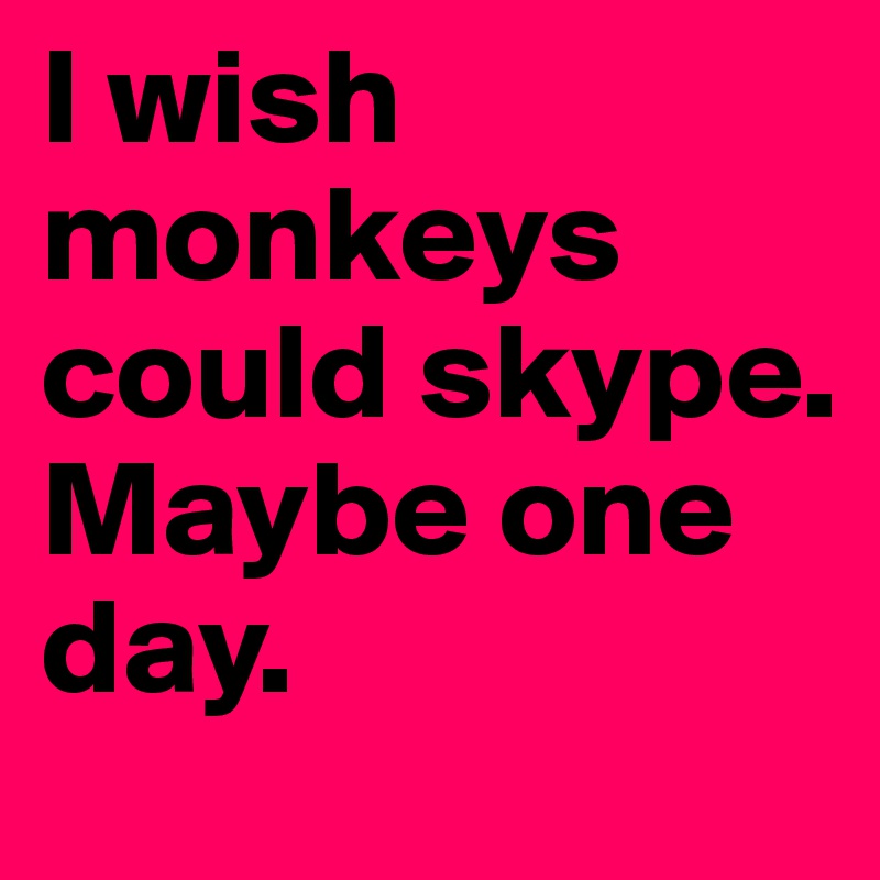 I wish monkeys could skype. Maybe one day.