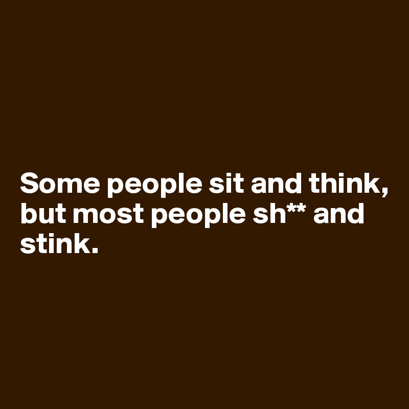 




Some people sit and think, but most people sh** and stink.



