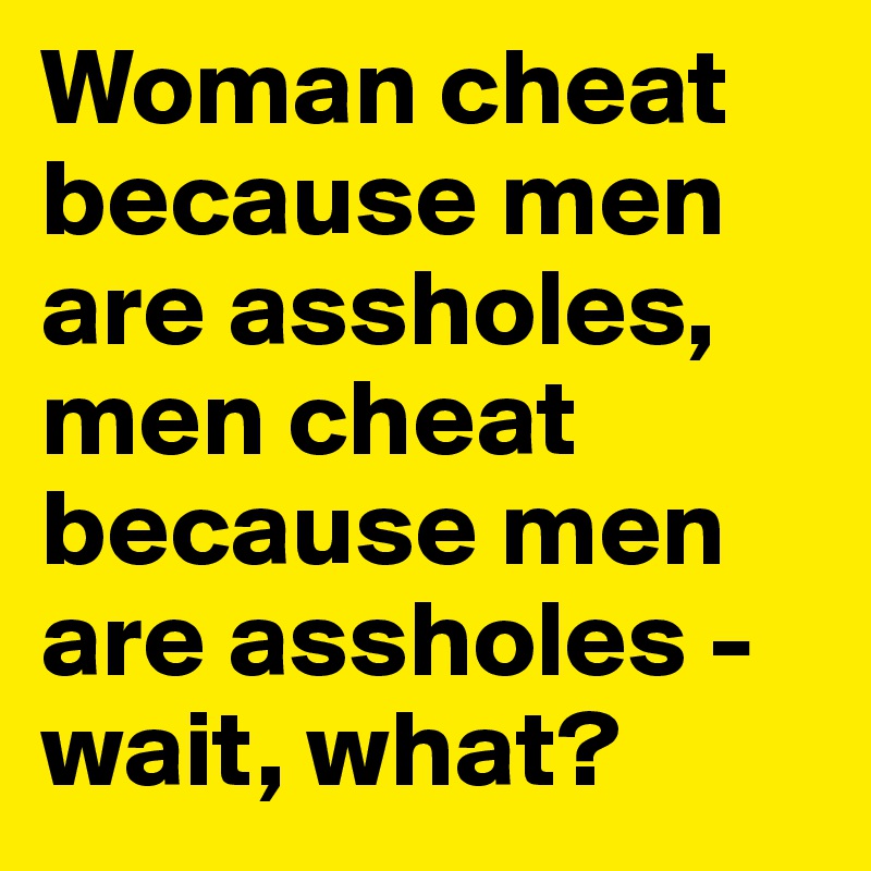 Woman cheat because men are assholes, men cheat because men are assholes - wait, what? 