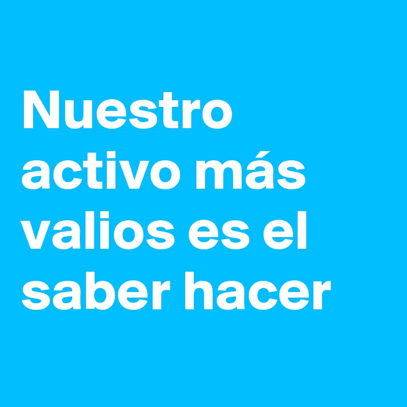 
Nuestro activo más valios es el saber hacer
