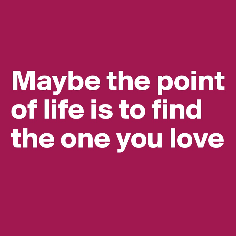 

Maybe the point of life is to find the one you love

