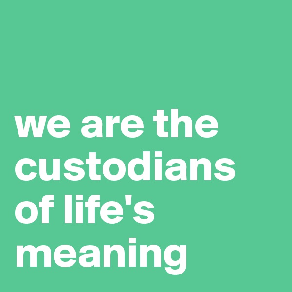 

we are the custodians of life's meaning