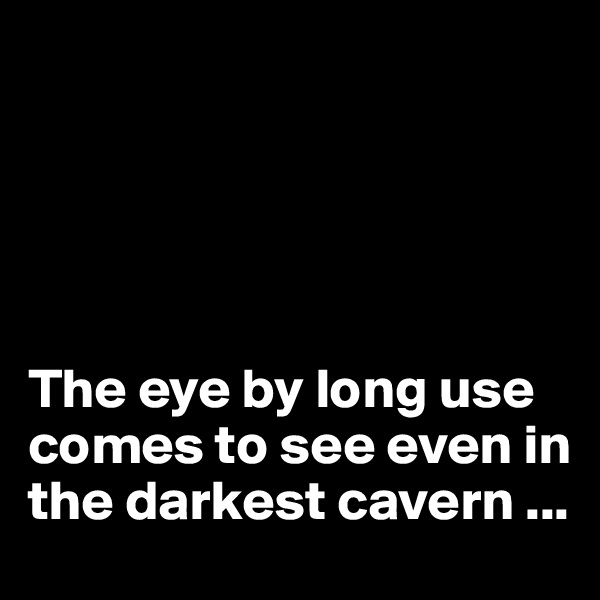 





The eye by long use comes to see even in the darkest cavern ...