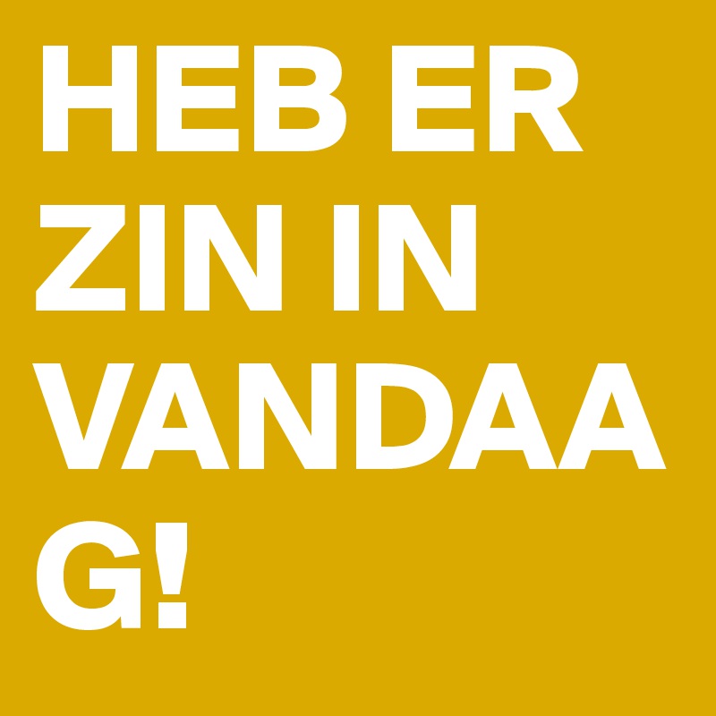 HEB ER ZIN IN VANDAAG!