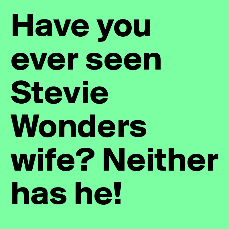 Have you ever seen Stevie Wonders wife? Neither has he!