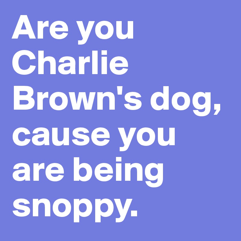 Are you Charlie Brown's dog, cause you are being snoppy.