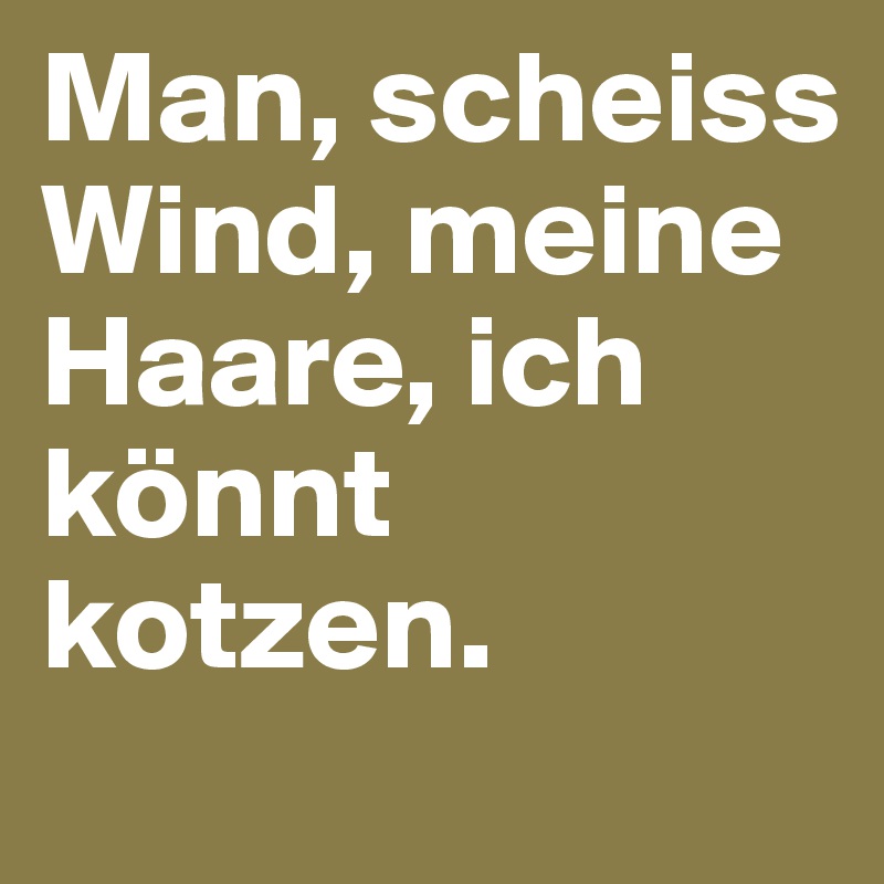 Man, scheiss Wind, meine Haare, ich könnt kotzen.