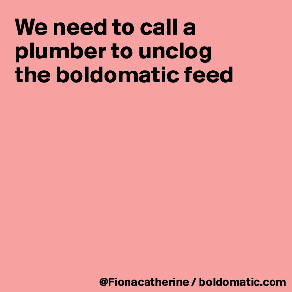 We need to call a plumber to unclog
the boldomatic feed







