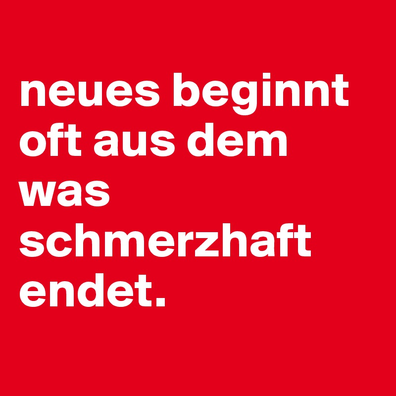 
neues beginnt oft aus dem was schmerzhaft endet.                 
