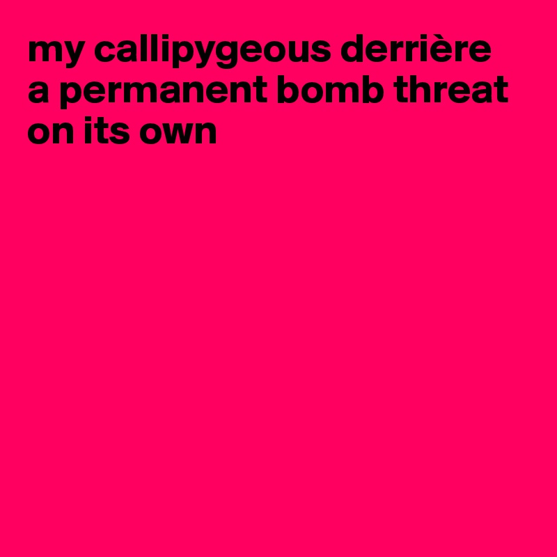my callipygeous derrière
a permanent bomb threat on its own








