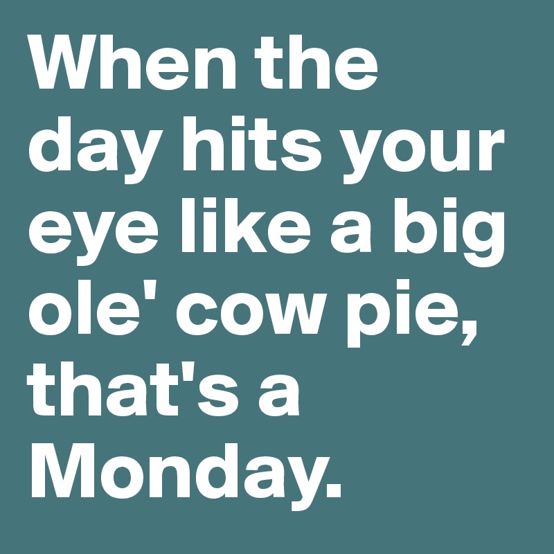 When the day hits your eye like a big ole' cow pie, that's a Monday.