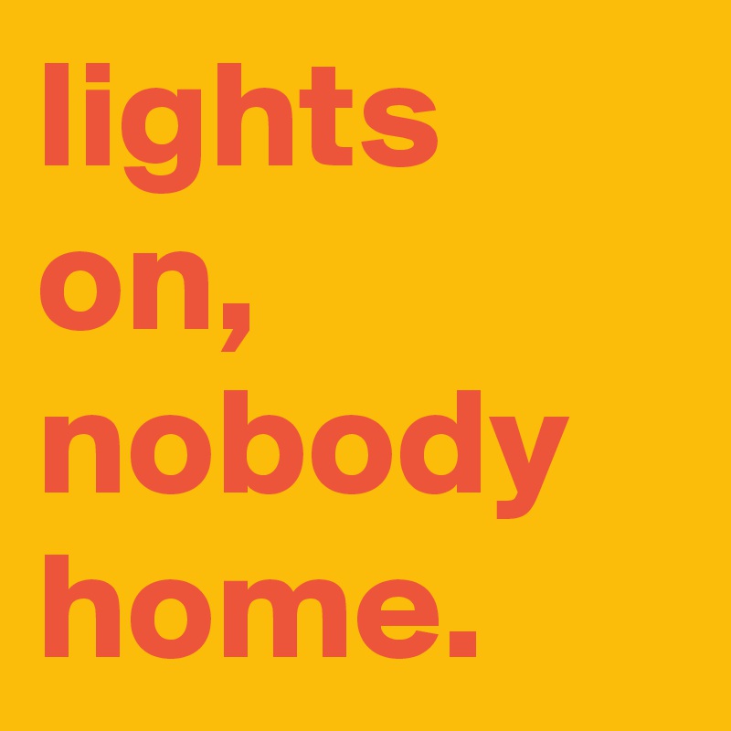 lights on,
nobody home.