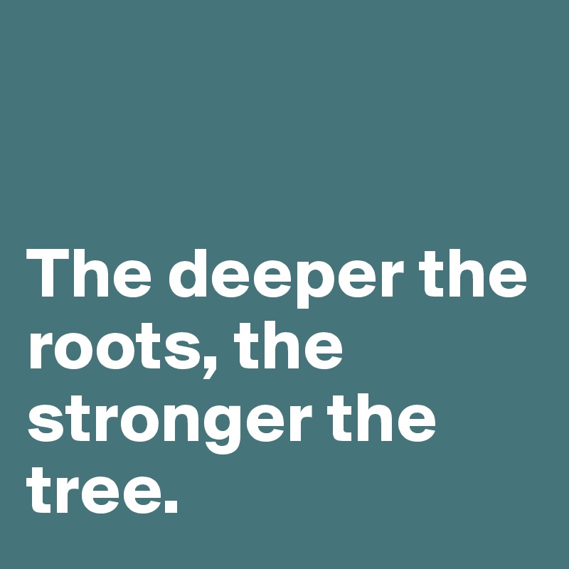 


The deeper the roots, the stronger the tree.