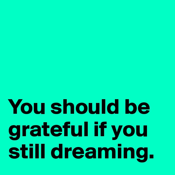 



You should be grateful if you still dreaming.