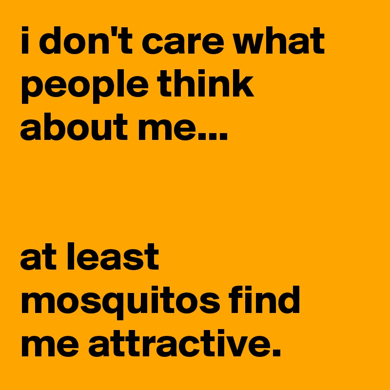 i don't care what people think about me...


at least mosquitos find me attractive.