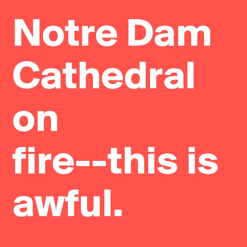Notre Dam Cathedral on fire--this is awful.