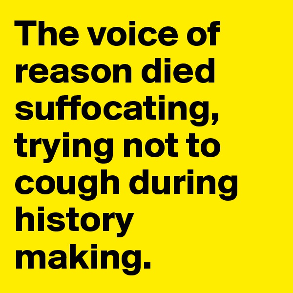 The voice of reason died suffocating, trying not to cough during history making.