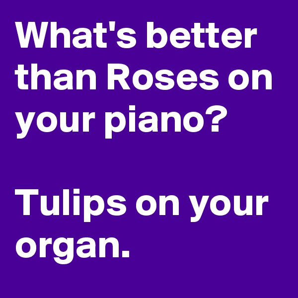 What's better than Roses on your piano?

Tulips on your organ.