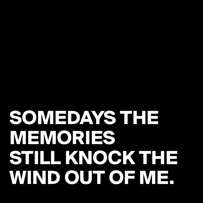 




SOMEDAYS THE MEMORIES
STILL KNOCK THE
WIND OUT OF ME.