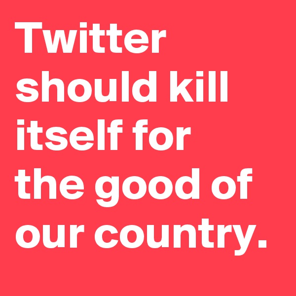 Twitter should kill itself for the good of our country. 