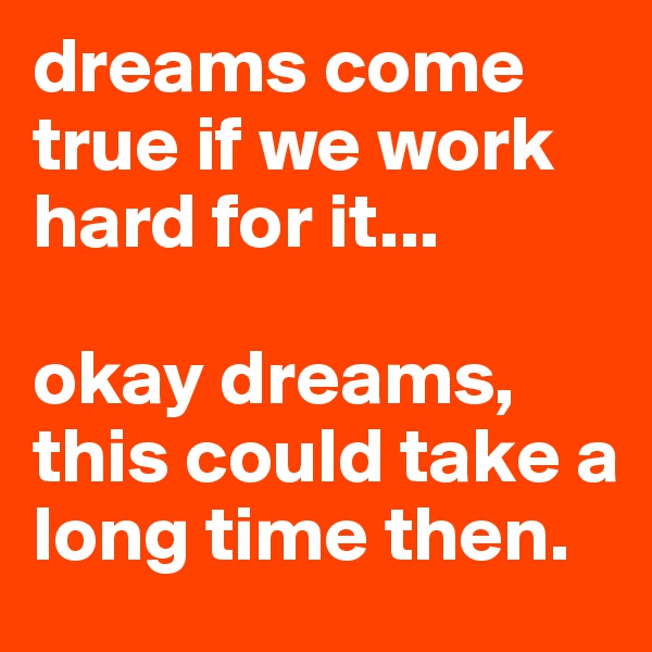 dreams come true if we work hard for it...

okay dreams, this could take a long time then.