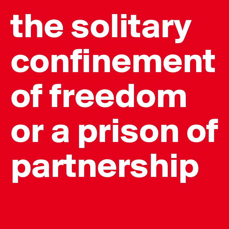the solitary confinement of freedom or a prison of partnership