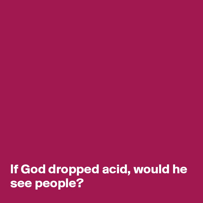 










If God dropped acid, would he see people?