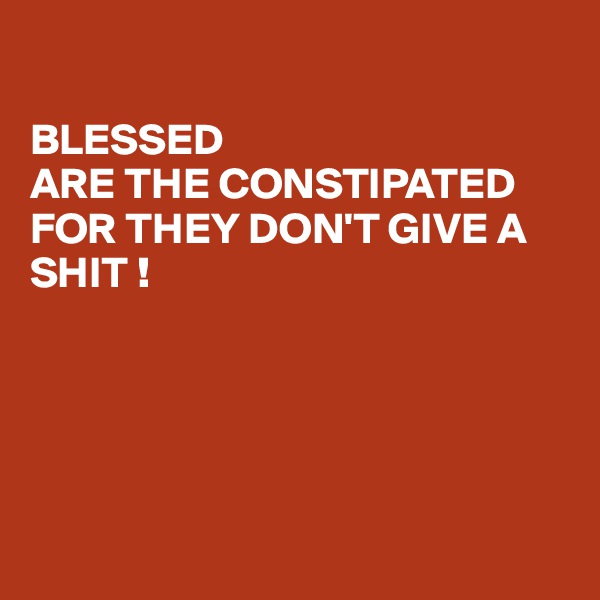 

BLESSED
ARE THE CONSTIPATED
FOR THEY DON'T GIVE A SHIT !





