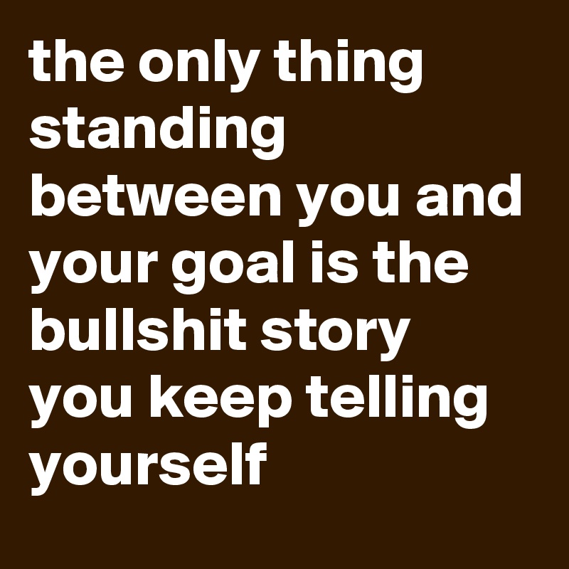 the only thing 
standing between you and your goal is the bullshit story 
you keep telling yourself